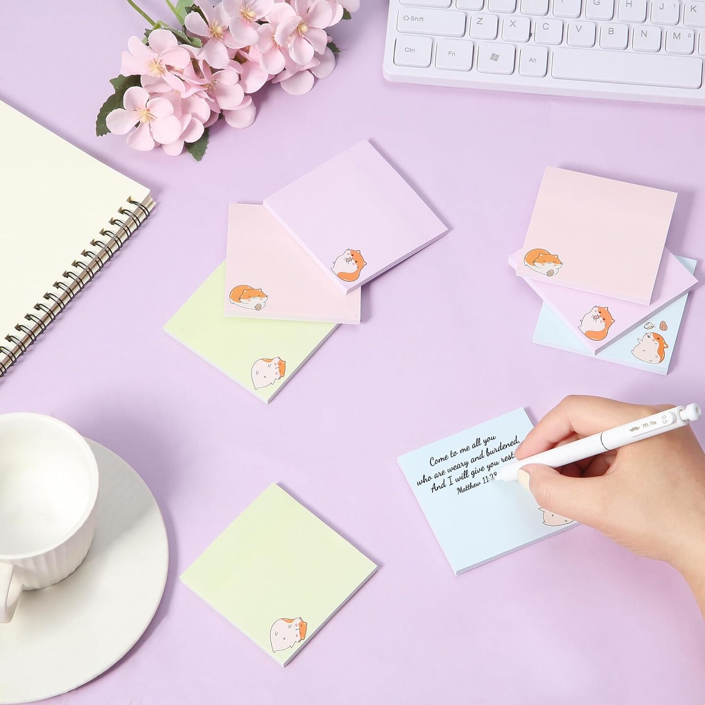 Sticky Notes, 8 Pads, 400 Sheets, Tiny Hamster Sticky Notes