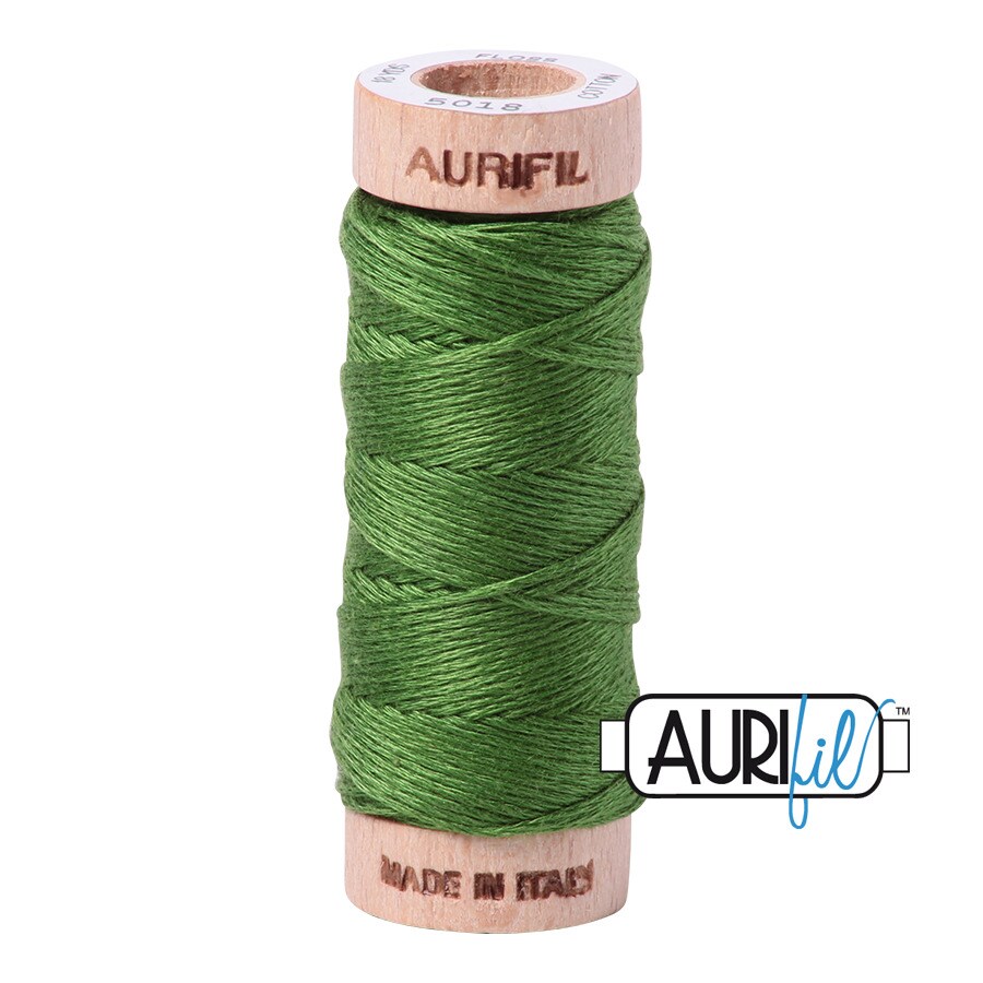 Dark Grass Green (5018) | Aurifloss Small Spool (18M / 18Y) | Aurifil Thread