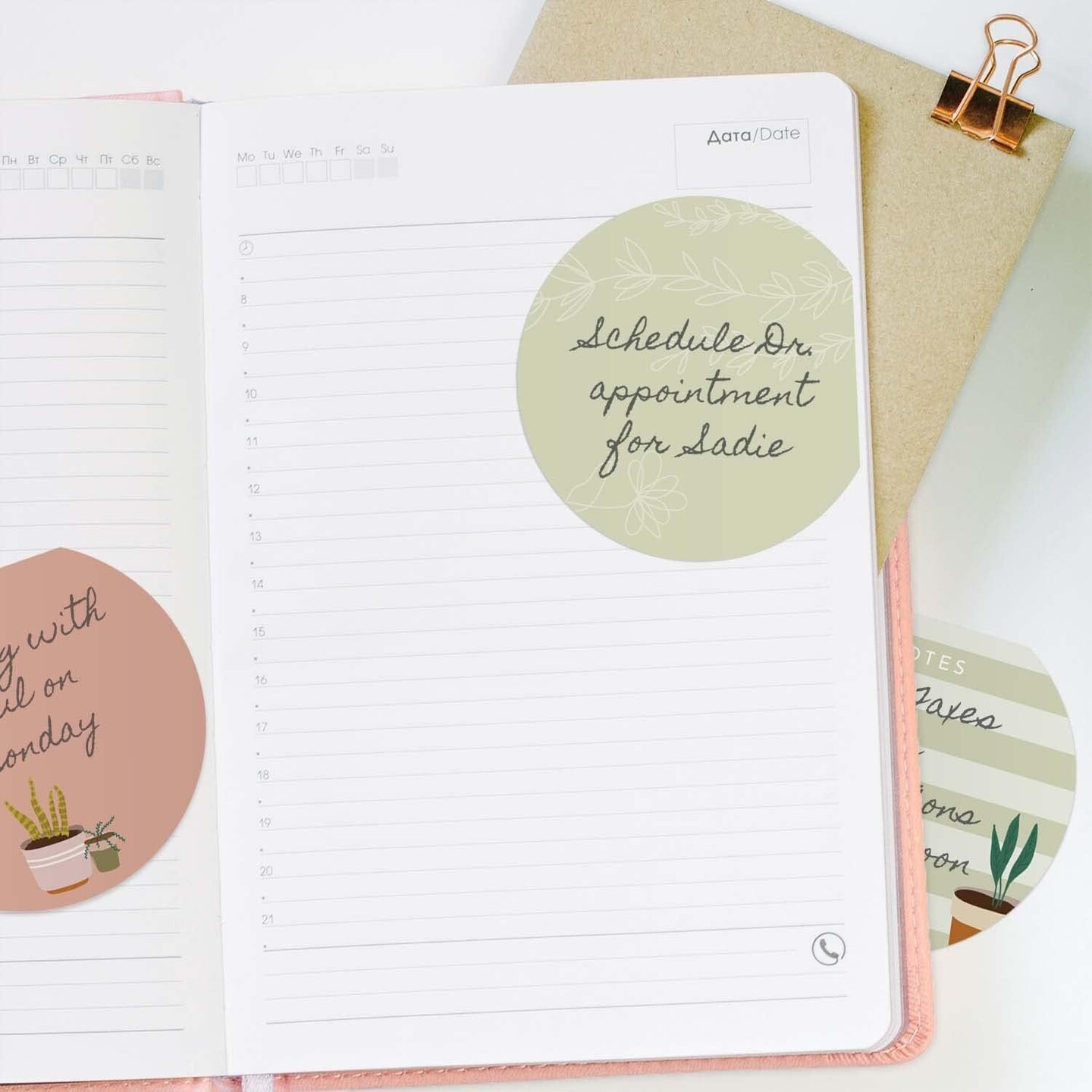Plant Theme Sticky Note Pad Assortment/Set of 3 Round Flat Top Plant Lady Note Pads / Succulent Sticky Notes / 50 Sheets Per Pad
