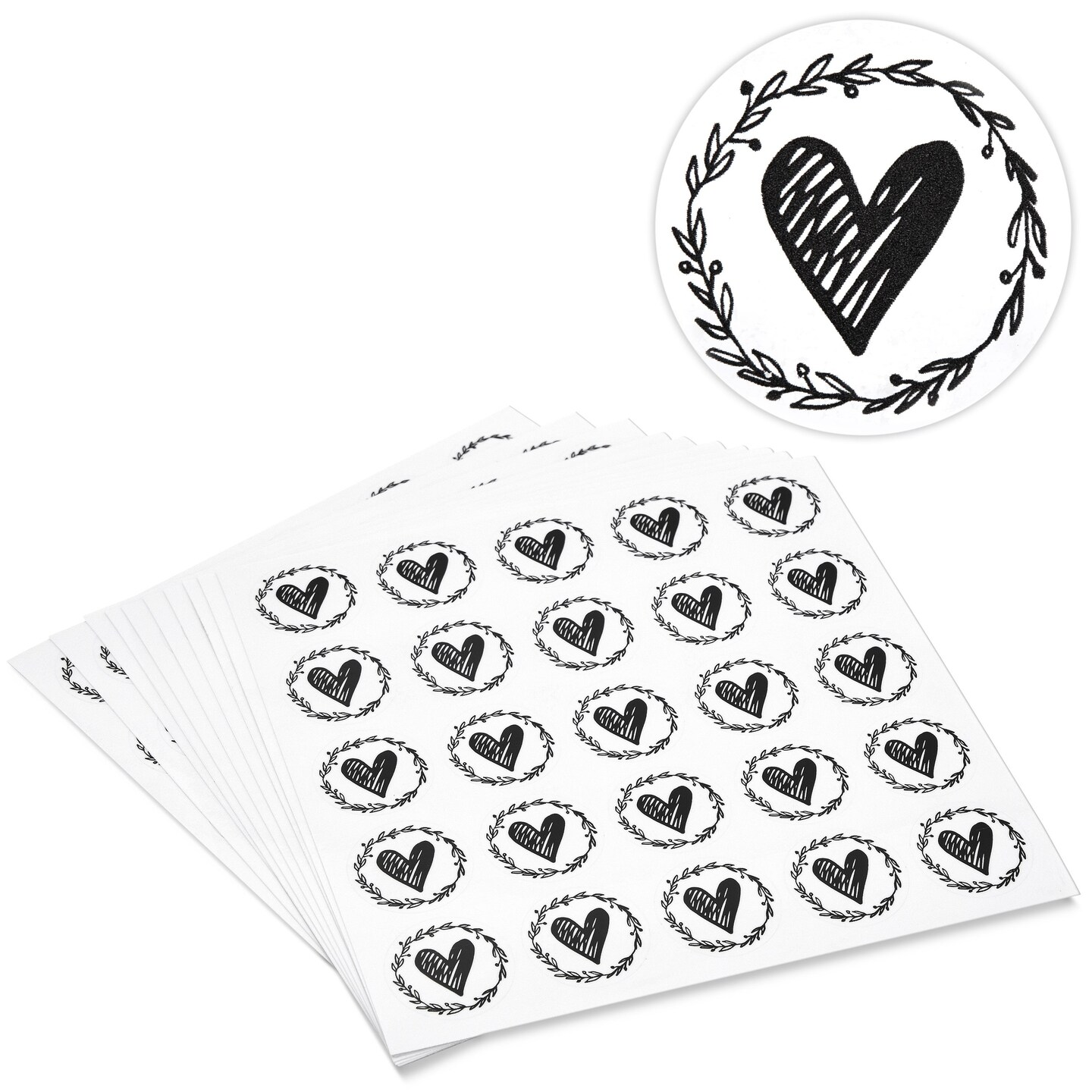 250-Pack Heart Stickers, 1.25 Inch Clear Vinyl Save the Date Labels, Ideal for Valentines or Thank You Greeting Cards, Seals Envelope for Wedding Invites &#x26; Letters