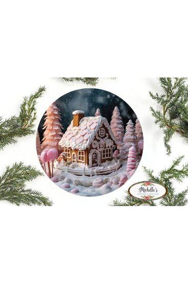 Pink Gingerbread House Christmas Sign - Wreath Enhancement