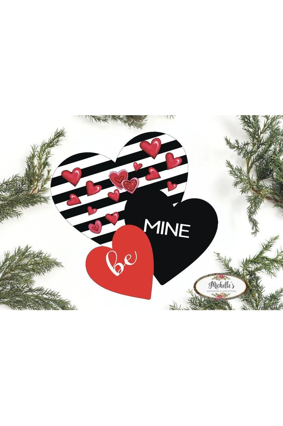 Be Mine Triple Hearts Valentine Sign - Wreath Enhancement