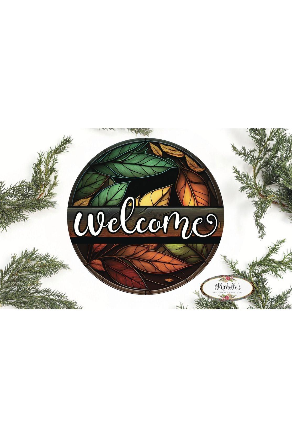 Welcome Fall Leaves Sign - Wreath Accent Sign
