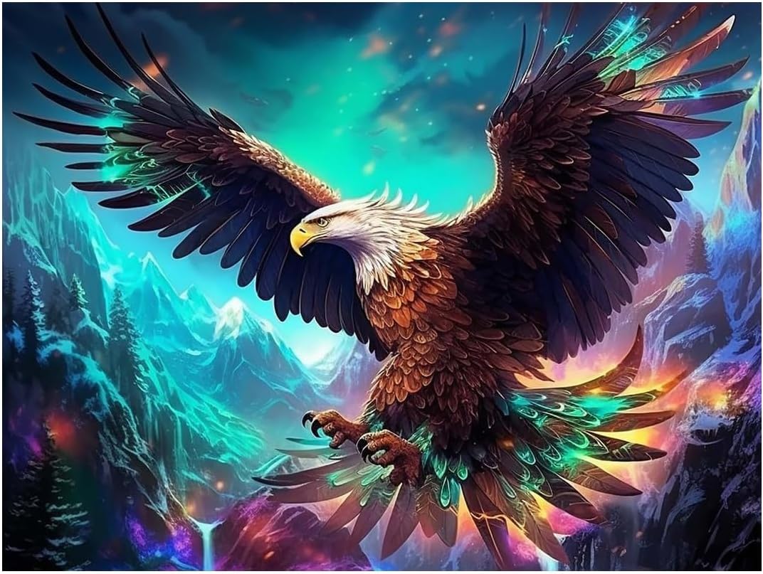 Diamond Painting Kits for Adults, Eagle 5D DIY Diamond Art Kits Full Drill Diamond Dots for Gift Wall Decor and Relaxation Gem Arts 12x16 inch