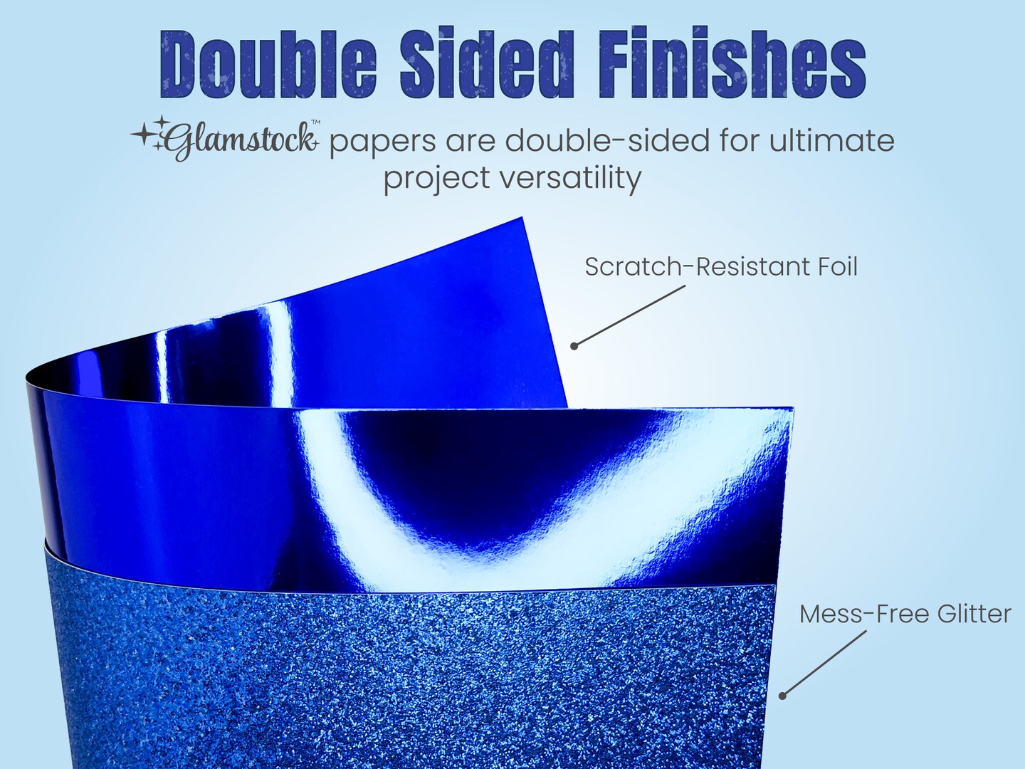 Sapphire Symphony Glamstock™ – Premium Blue Cardstock Book featuring Pearlescent, Satin, Foil & Glitter Papers, 48 Pages, A4 Size, for Scrapbooking, Crafts & Invitations