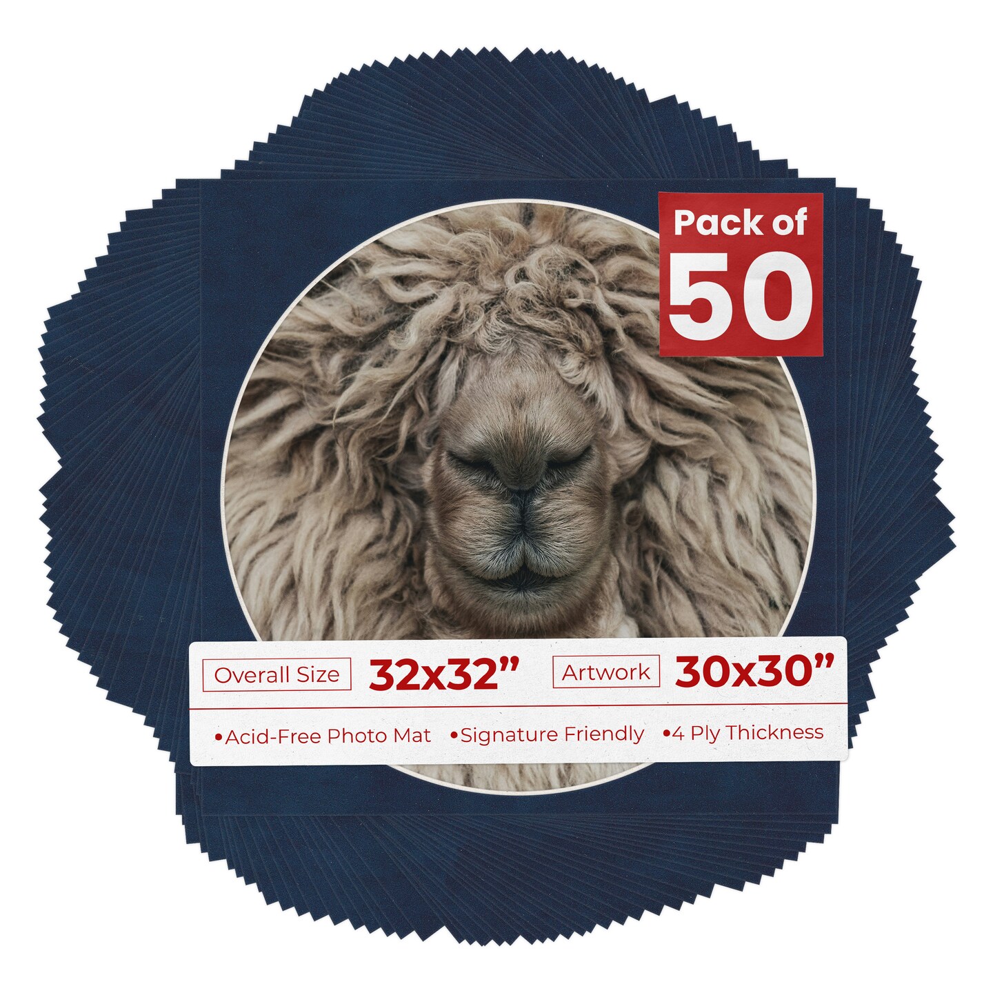 Navy Suede Mat Board for 32x32 Frames - Circle Opening for 30x30 Photos