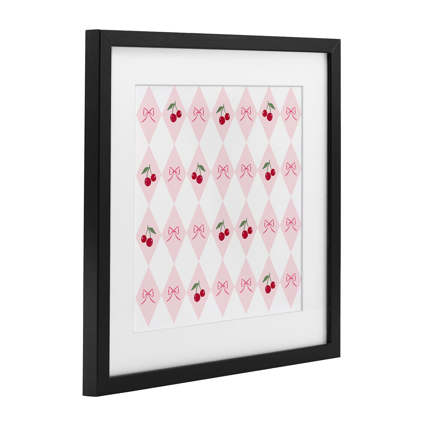 Stupell Industries Cherries & Bows Argyle Framed Print Under Glass, design by Lucille Price