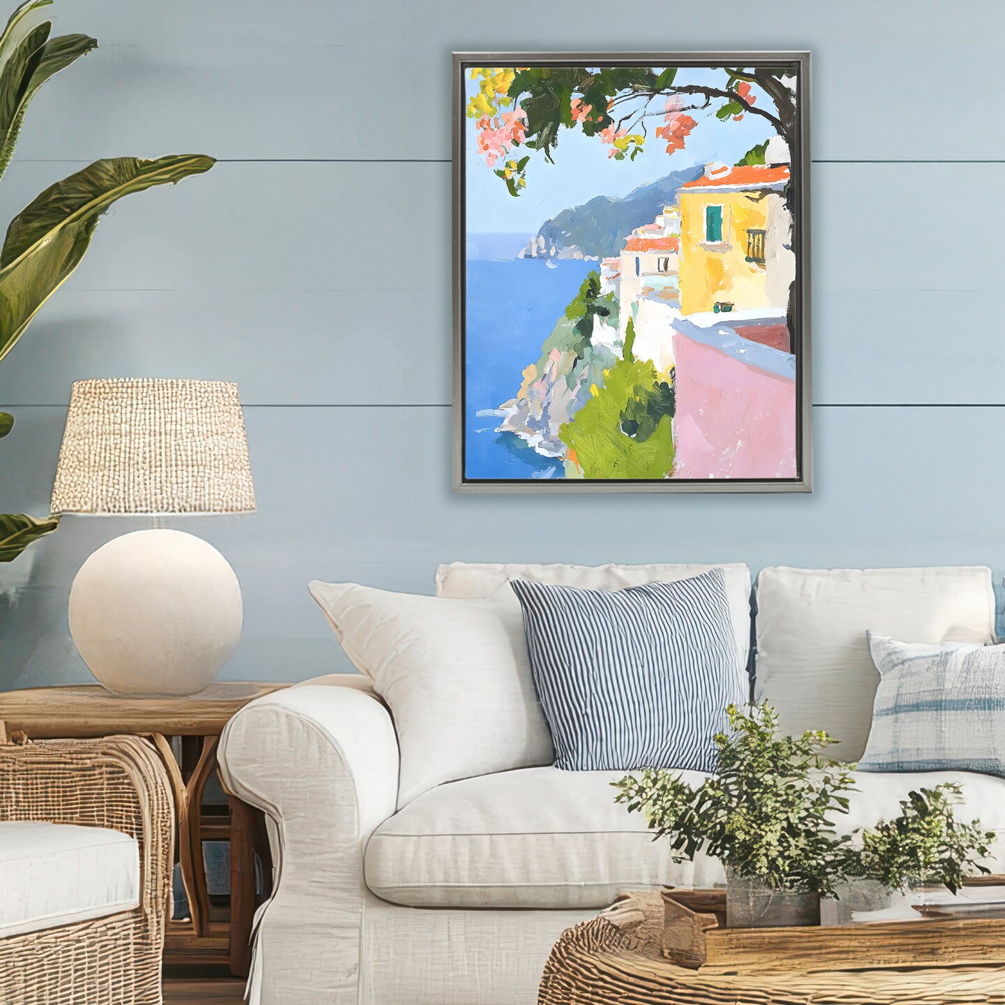 Stupell Industries Coastal Italian Sea View Floating Frame, design by Riley B