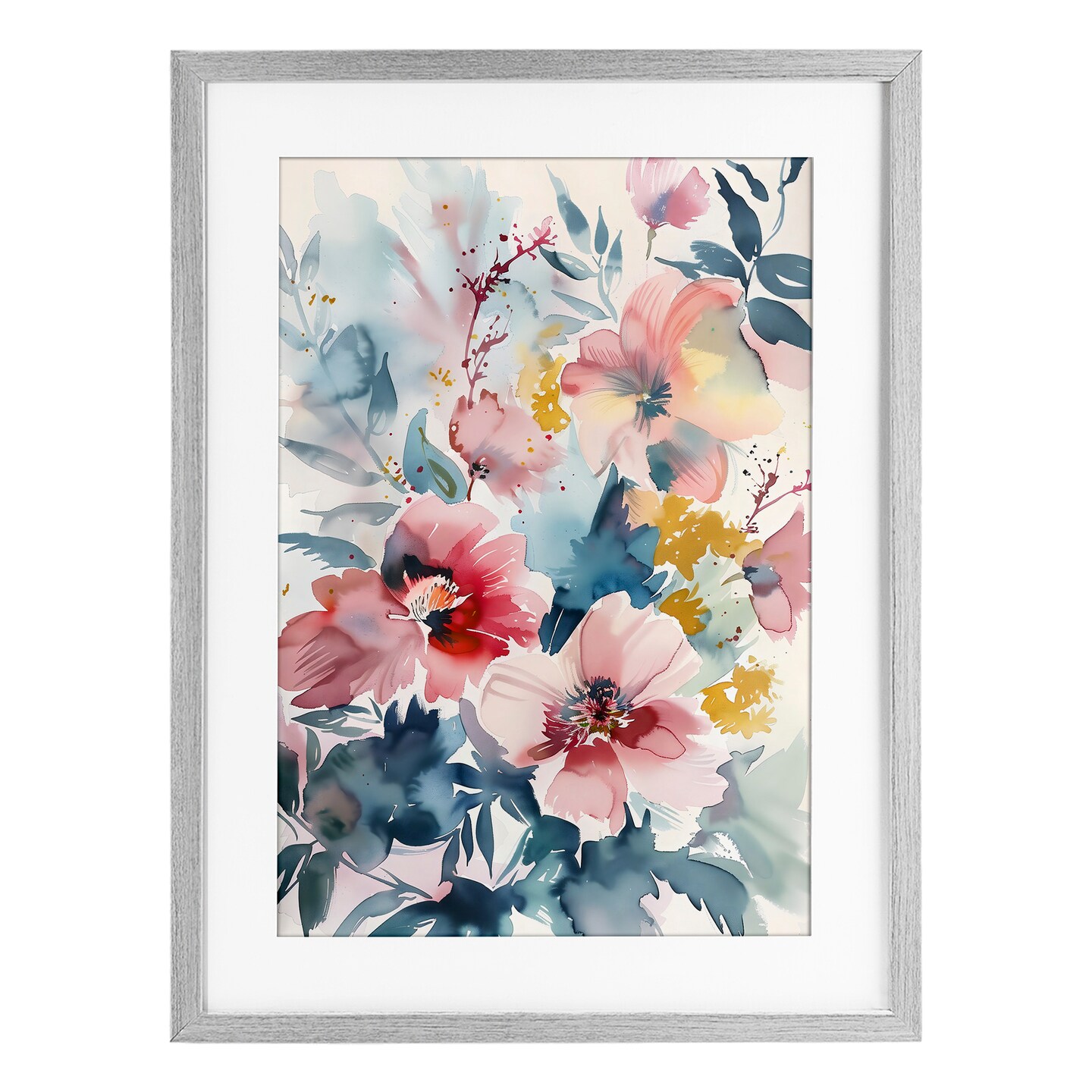 Stupell Industries Watercolor Floral Bunch Framed Print Under Glass, design by 1x