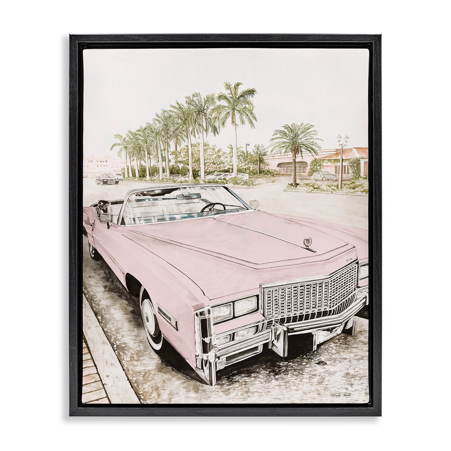 Stupell Industries Baby Pink Retro Convertible Floating Frame, design by Cindy Jacobs