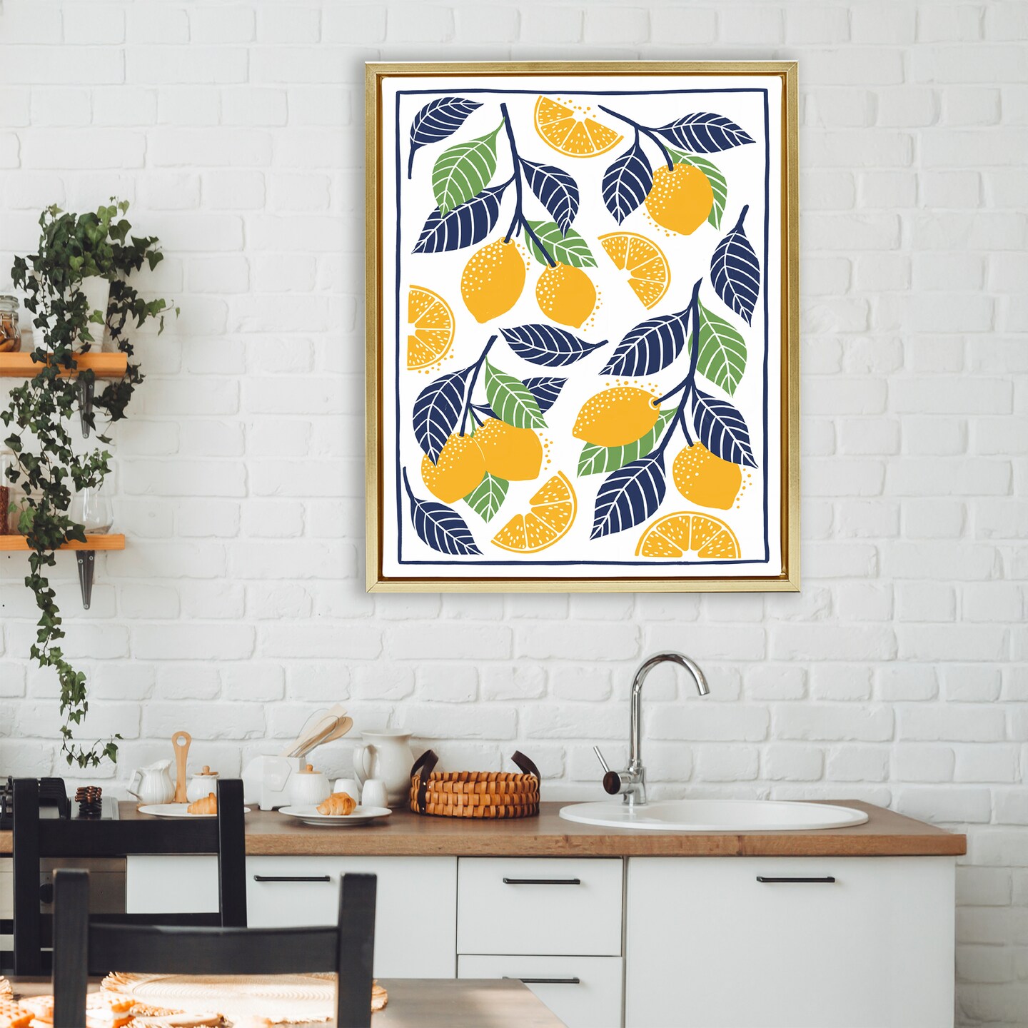 Stupell Industries Mediterranean Lemons Pattern Floating Frame, design by Bex Morley Design