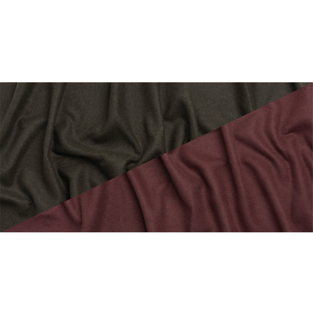 1 Yard Italian Maroon and Brown Wool Blend Double Cloth Twill