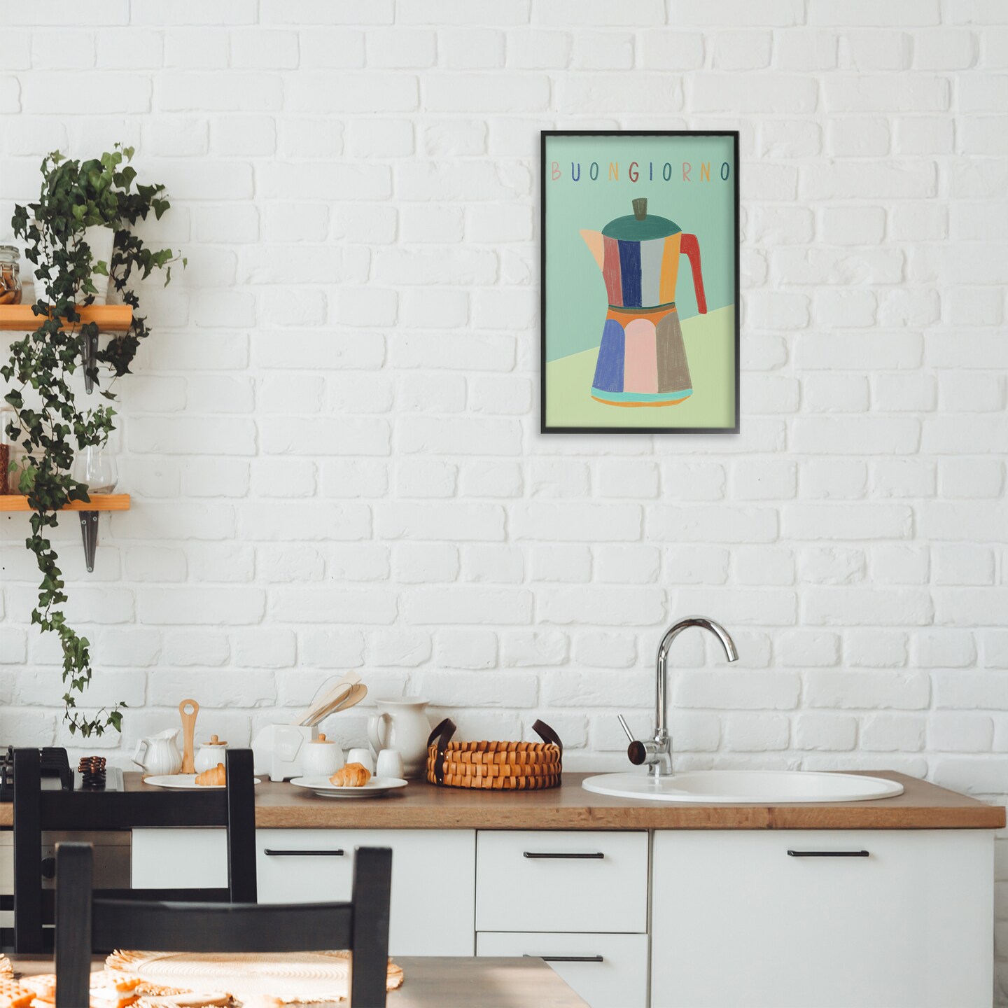 Stupell Industries Buongiorno Espresso Coffeepot Framed Giclee, design by EMILY NAVAS