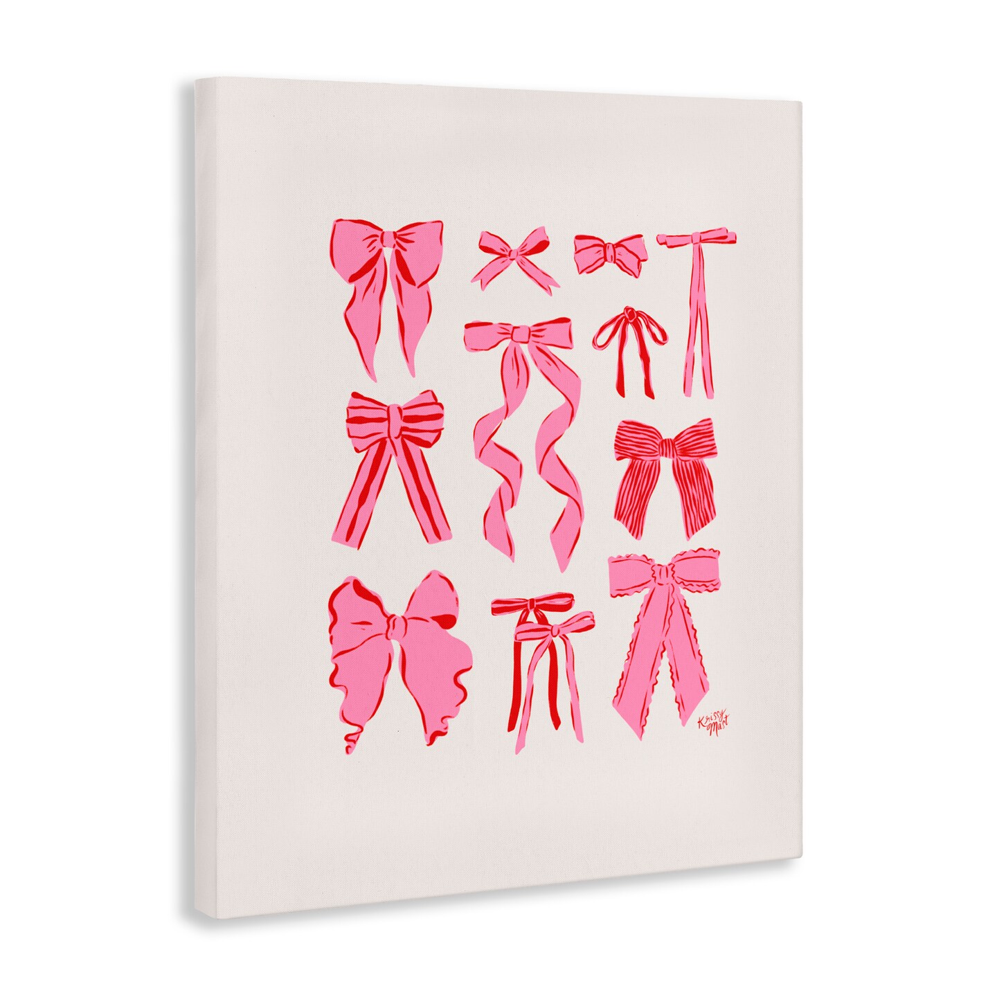 Stupell Industries Simple Red And Pink Bows Canvas, design by Krissy Mast