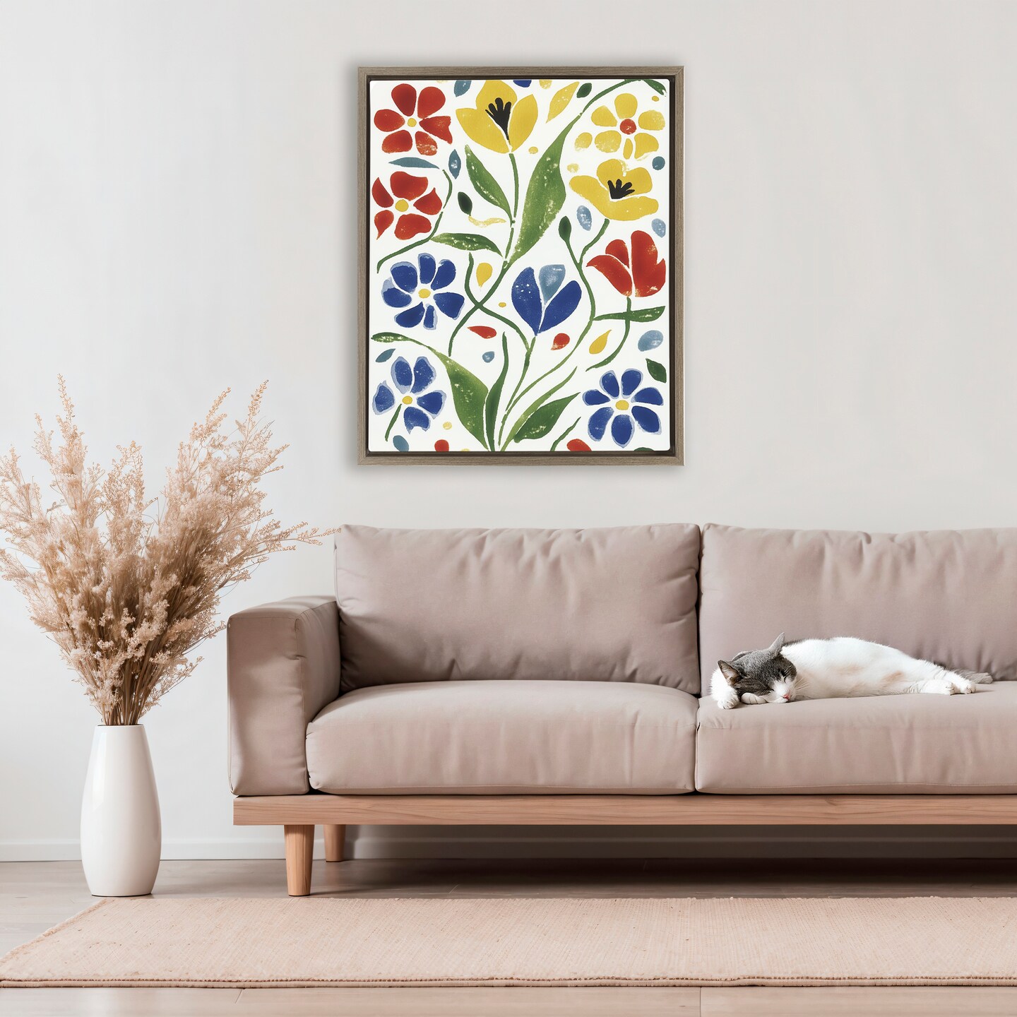 Stupell Industries Scandinavian Garden Flowers Floating Frame, design by Annabelle Hall