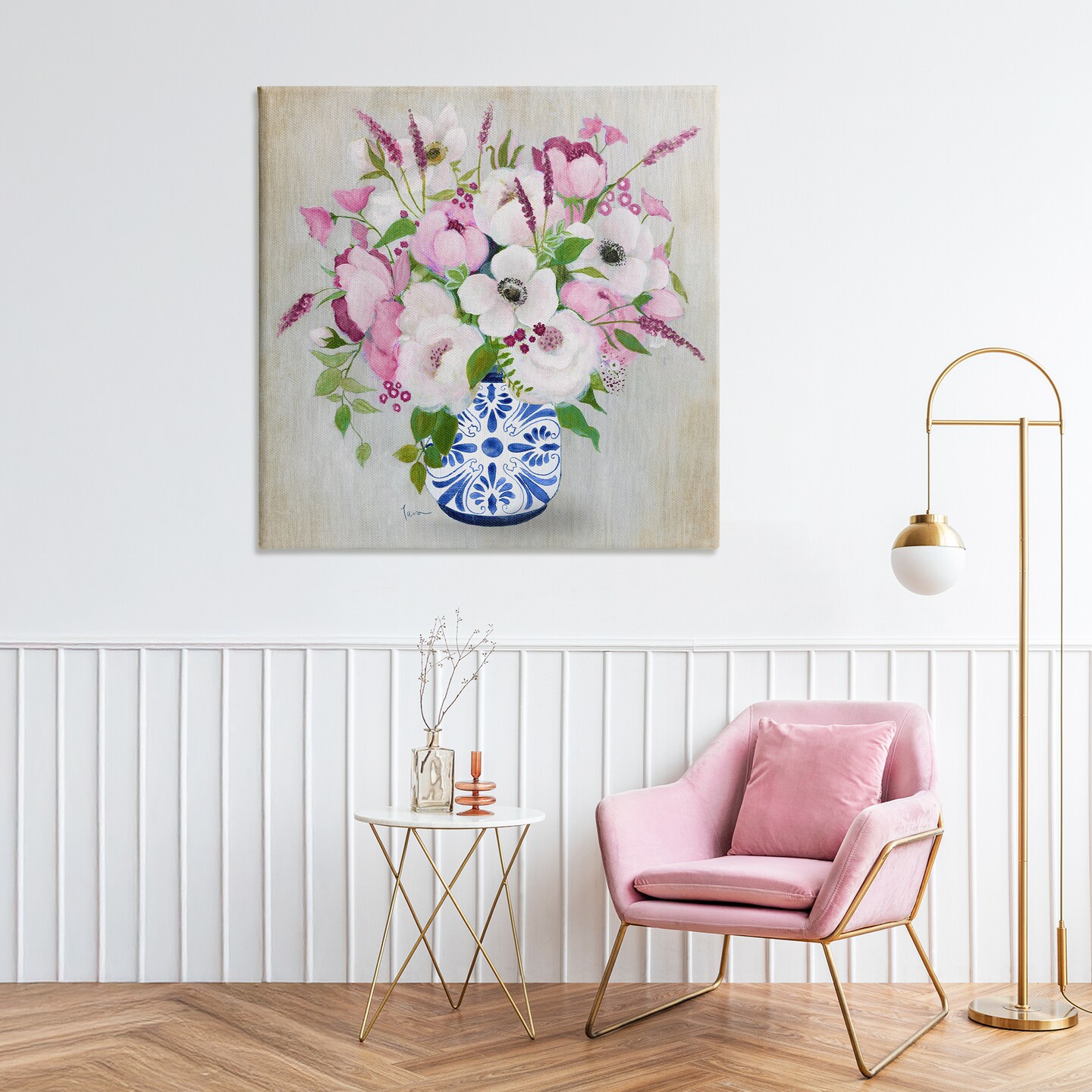 Stupell Industries Pink Flower Chinoiserie Canvas, design by Janet Tava