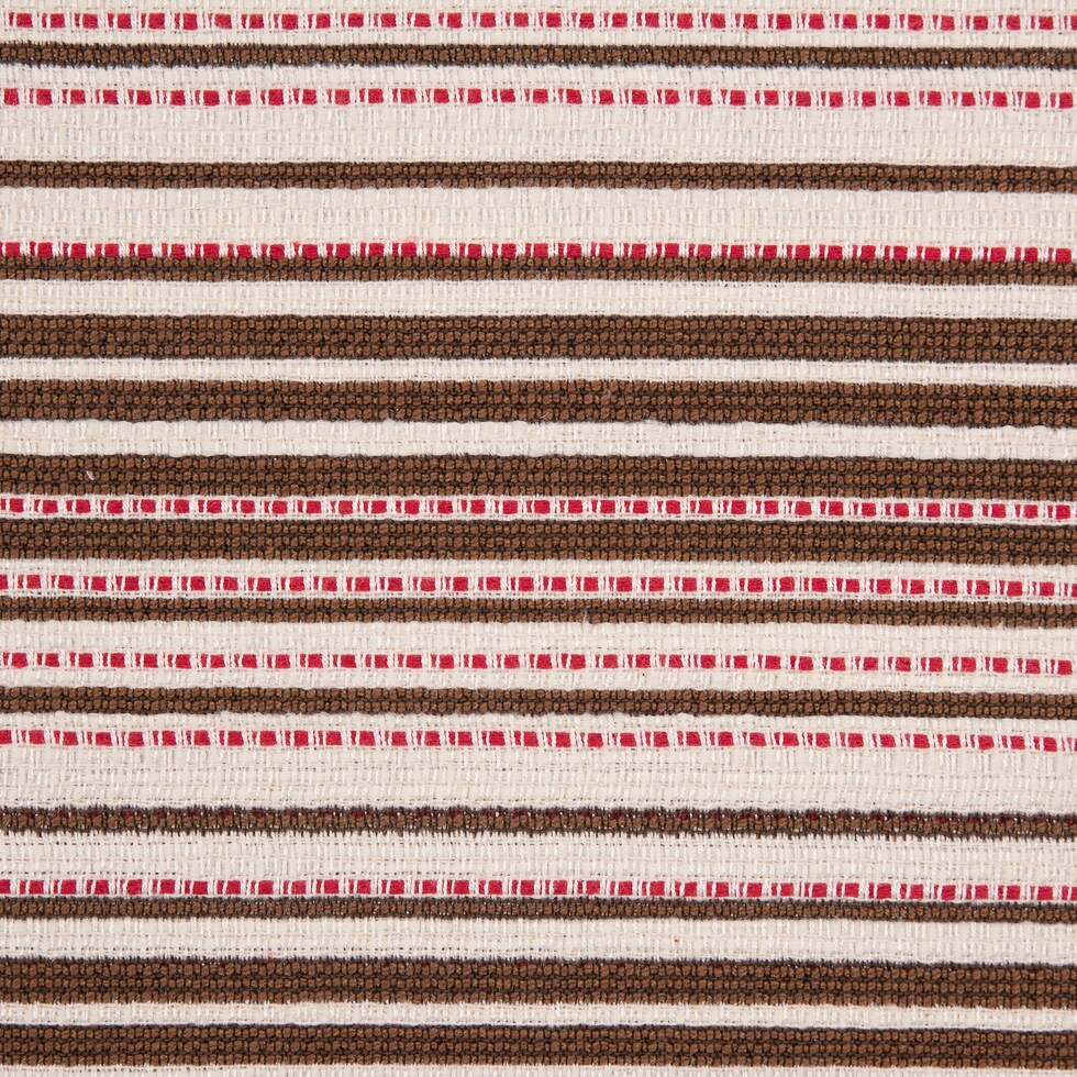 1 Yard Tobacco Brown Erget White &#x26; Hibiscus Red Striped Double-Face Cotton Woven