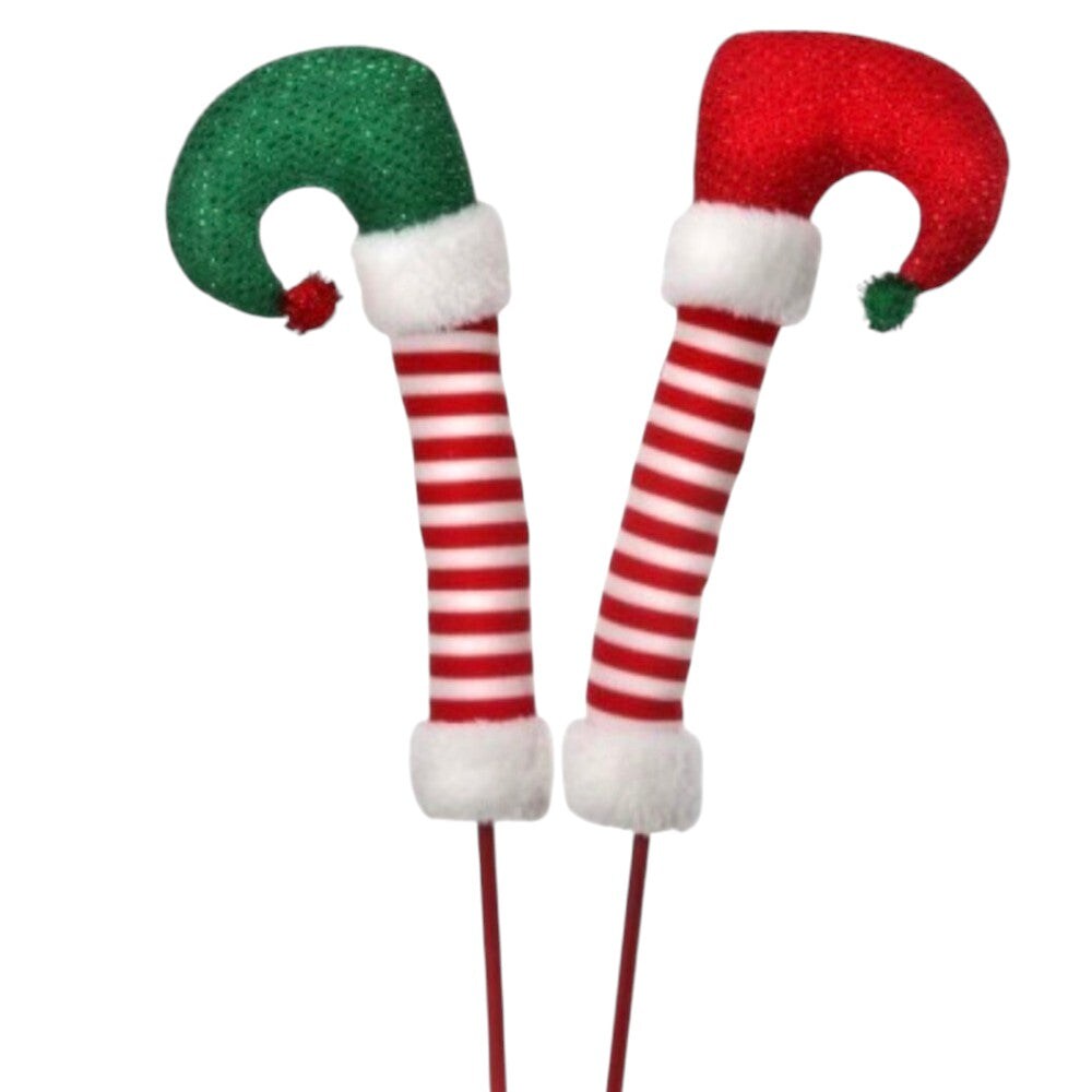22&#x22; Fabric Santa&#x27;s Workshop Elf Leg Pick As2 (Red Green White)