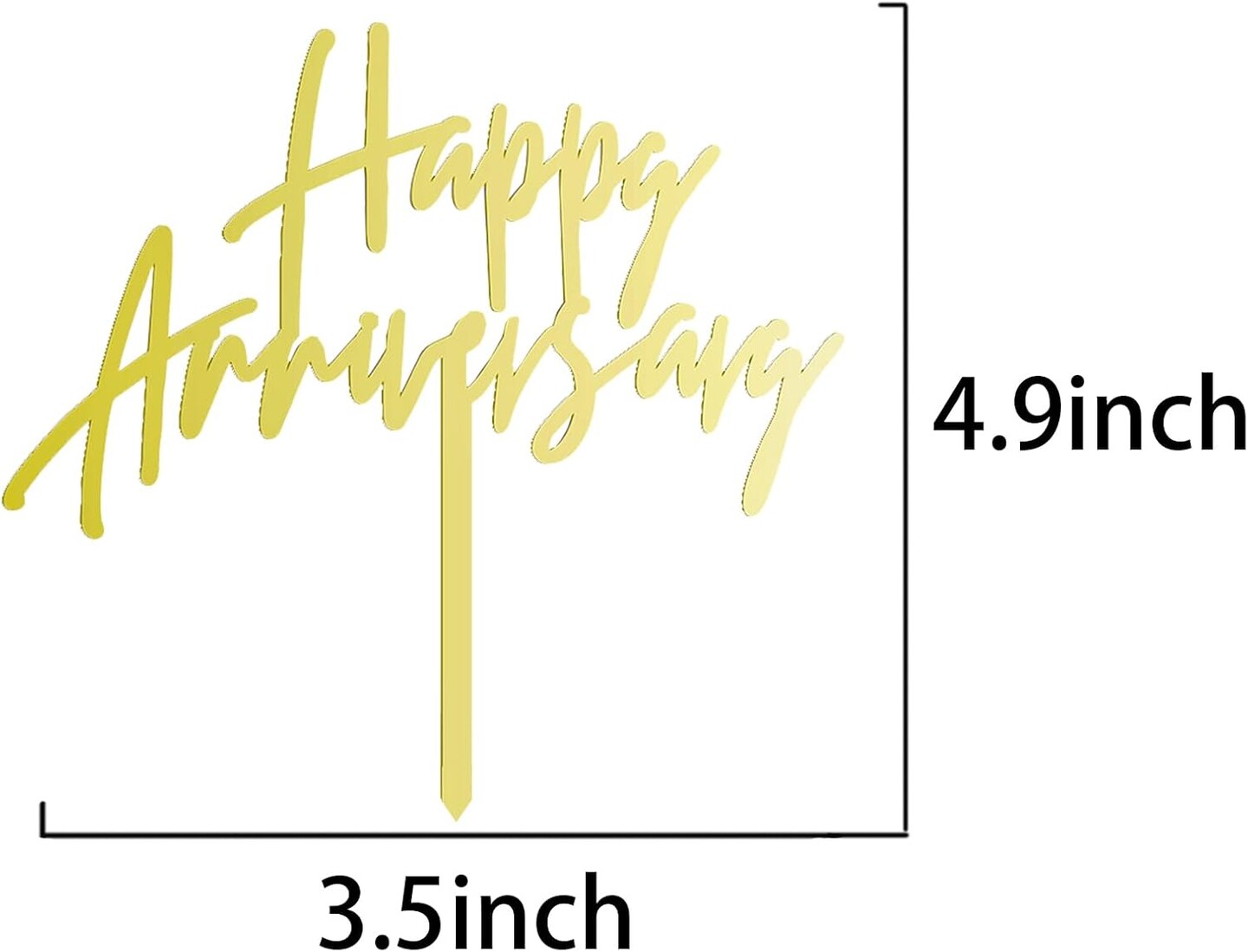 Gold Happy Anniversary Cake Topper Anniversary Party Decorations Golden Acrylic Cupcake Toppers Party Supplies for Women Men