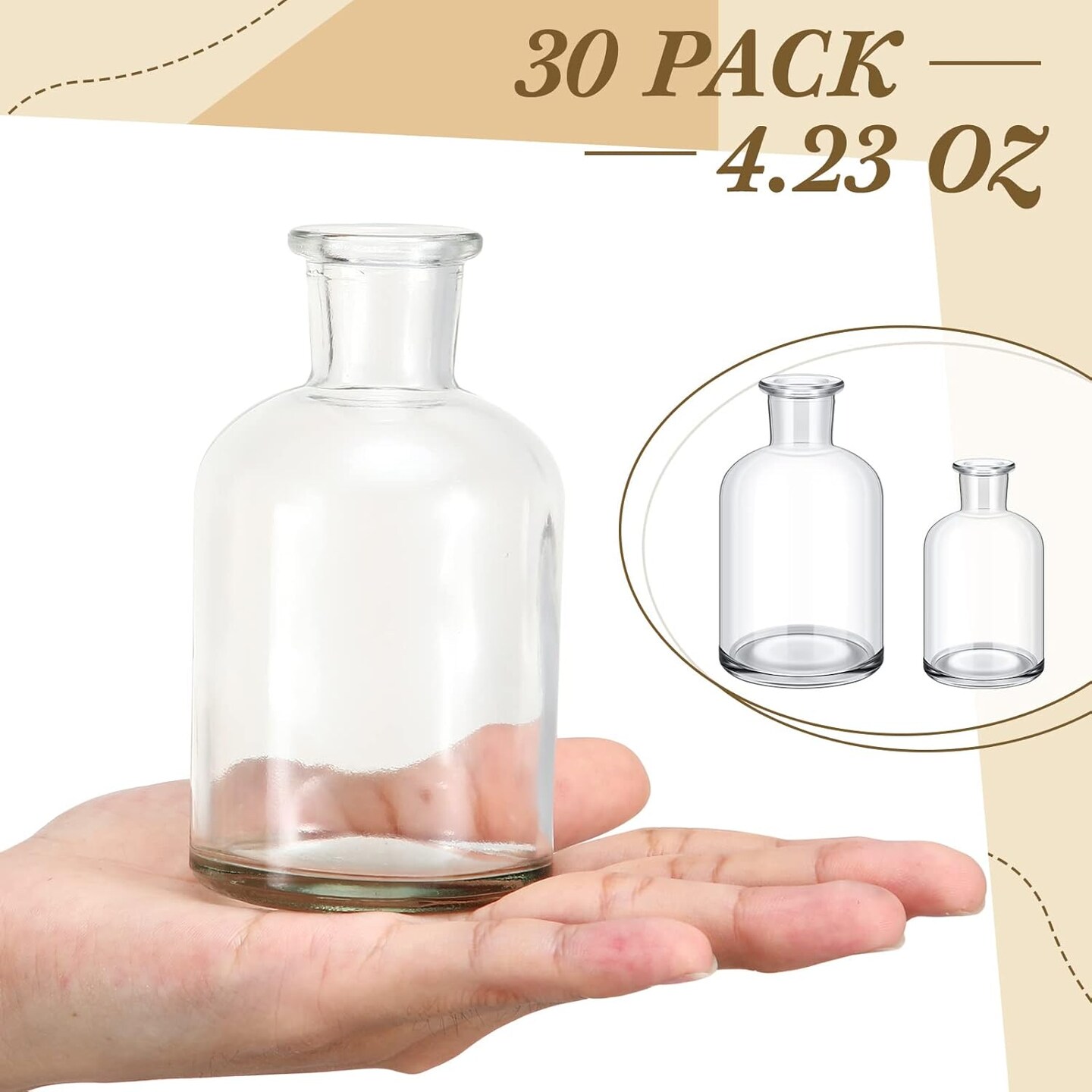 30 Pack Glass Bud Vases Bulk Small Mini Flower Vases for Centerpieces Decorative Glass Bottles Vintage Rustic Centerpieces Decoration for Wedding Dining Table Home Decor (4.22 oz)