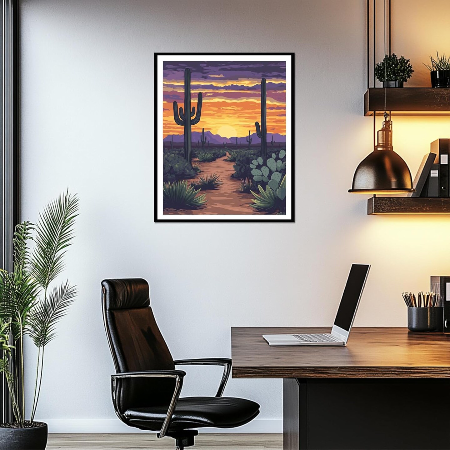 Desert Cactus Paint by Numbers, Paint by Numbers for Adults, National Park Paint by Number Kits, Desert Landscape Sunset DIY Oil Canvas Paintings
