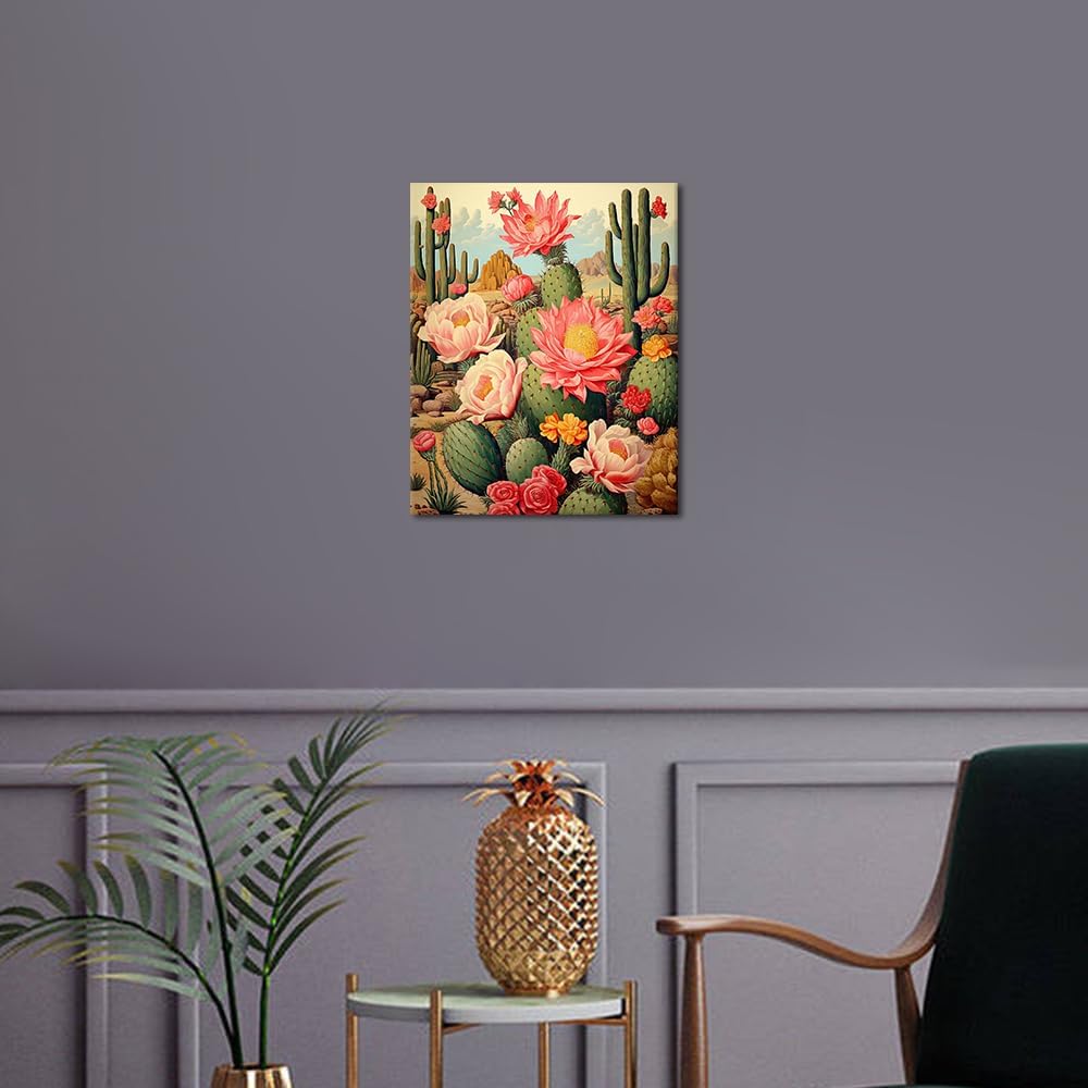 Cactus Paint by Number Desert Landscape Adult Paint by Number Kits on Canvas DIY Paint