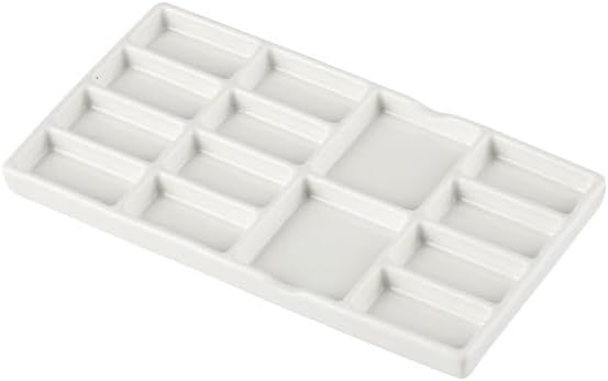 Ceramic Paint Palette - 14 Wells Artist Paint Tray - 8 Inch Porcelain Mixing Palette for Watercolors and Acrylics