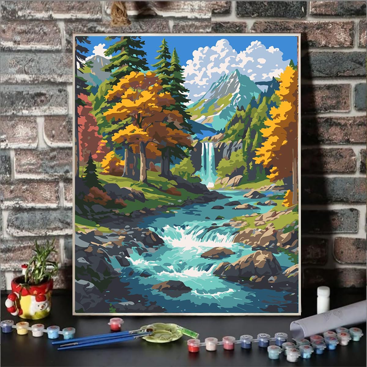 Mountain Stream Paint by Numbers Kit for Adults Mountains Canvas Painting Kit Beginner Landscape Oil Paint by Number Kits National Parks Kit for Adults Beginners 16x 20 in