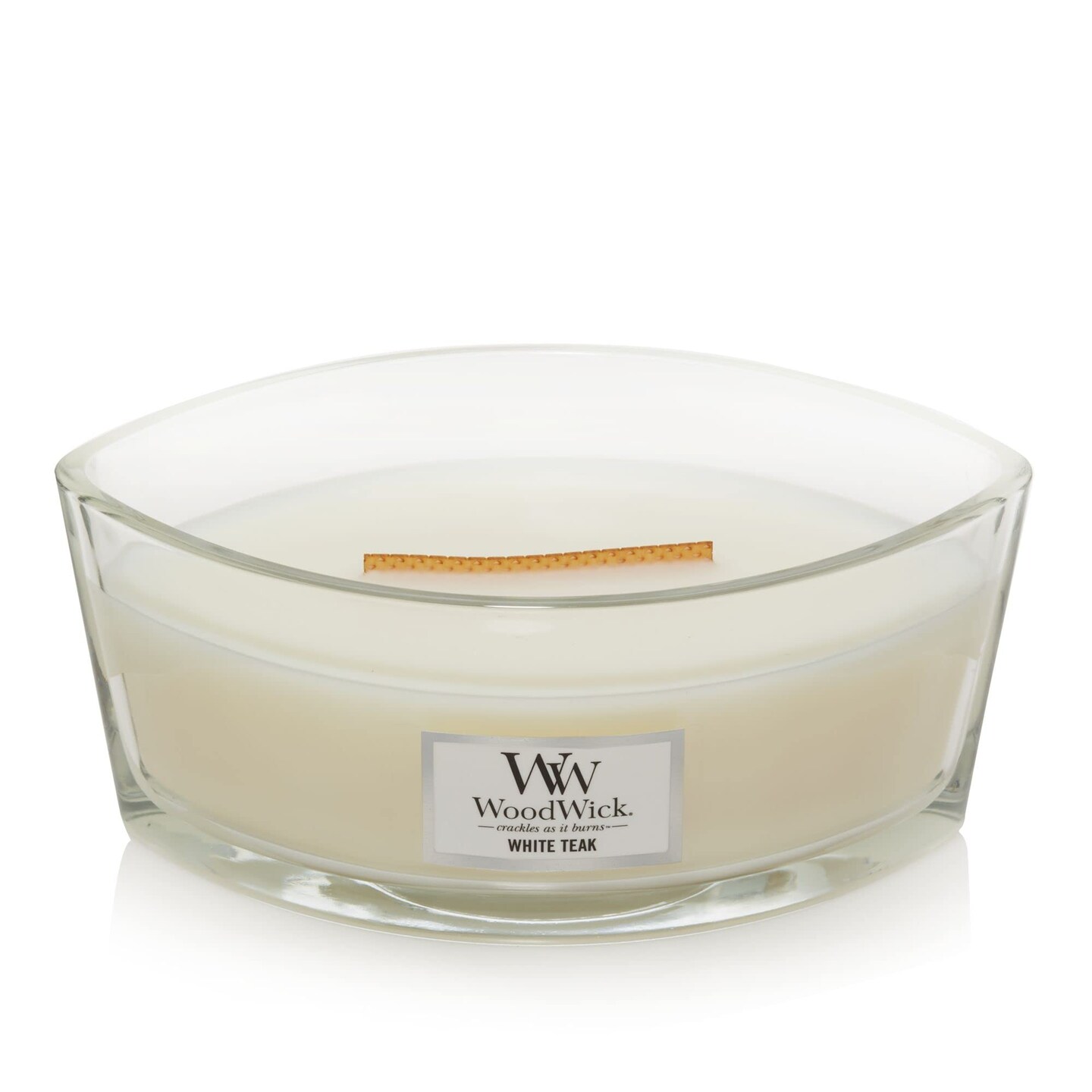 Yankee Candle WoodWick Ellipse Scented Candle, White Teak, 16oz | Up to 50 Hours Burn Time, Christmas | Holiday Candle