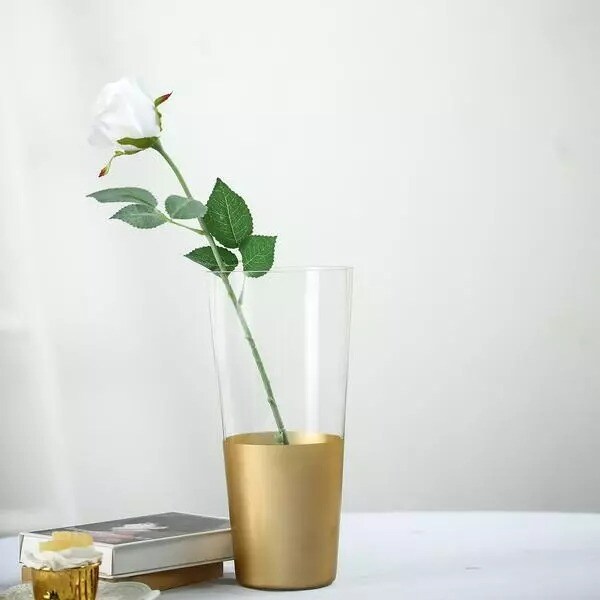 4 pcs 12&#x22; tall Clear with Gold Spray Glass Bottles Vases Wedding Centerpieces