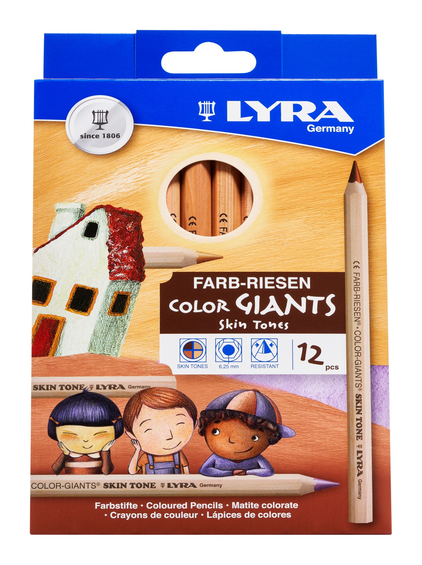 Lyra Color-Giants Pencils, Assorted Skin Tone Colors, Set of 12