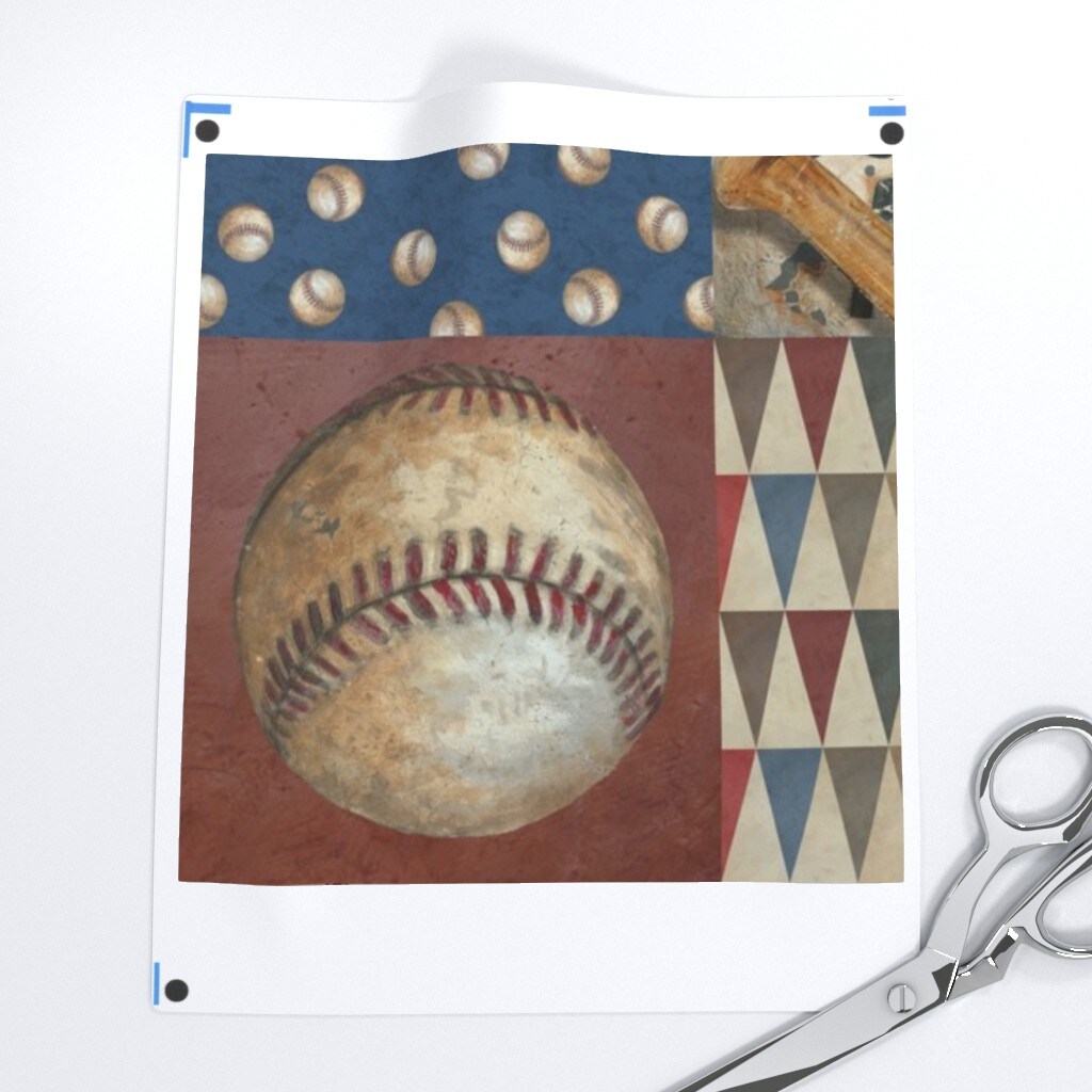 Baseball Wholecloth Be The Ball Sports Team Vintage Custom Printed Fabric by Spoonflower Various Fabrics by the Yard or Fat Quarter