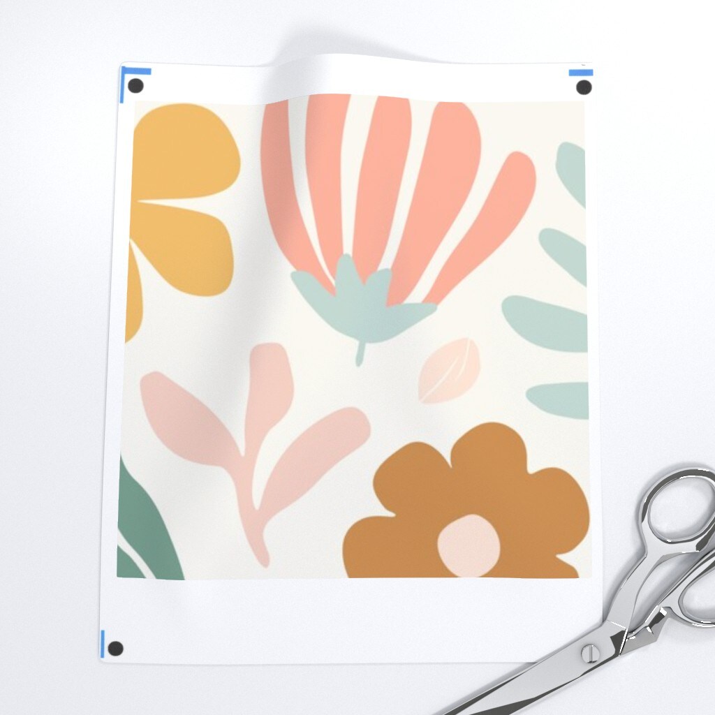 Baby Kids Whimsical Minimalist Bold Floral Abstract Scandi Scandinavian Boho Nursery Playroom Playful Botanical Large Scale Modern Contemporary Custom Printed Fabric by Spoonflower Various Fabrics by the Yard or Fat Quarter