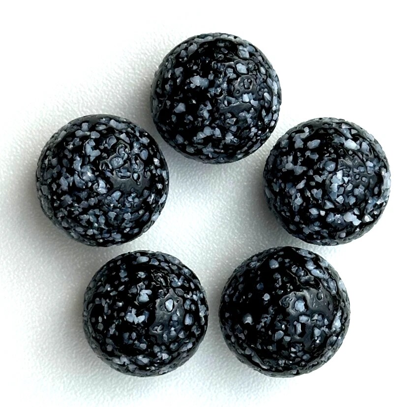 PORCUPINE Black/White Confetti Glass Marbles 25mm (1 inch) SHOOTER Taw Lot