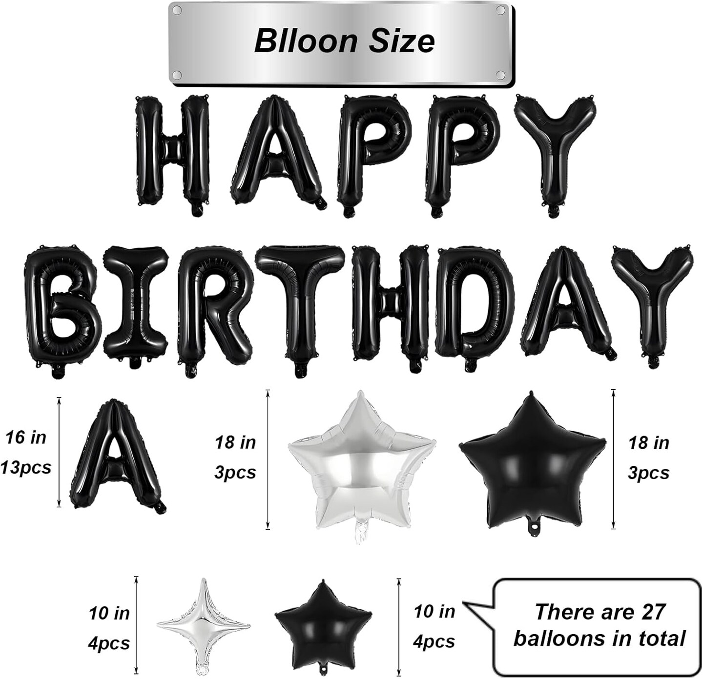 27Pcs Happy Birthday Balloon Banner