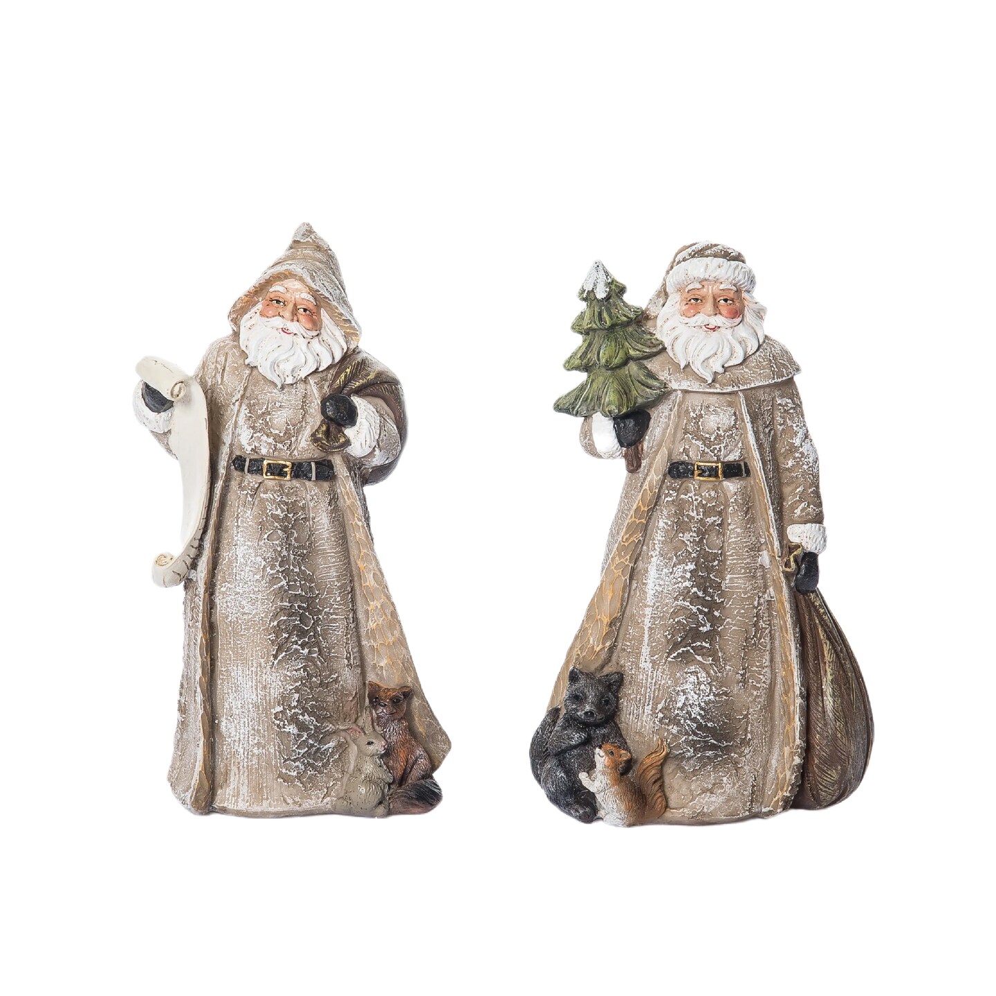 Transpac Resin Forest Santa Figurine Set of 2, Multicolor Christmas ...