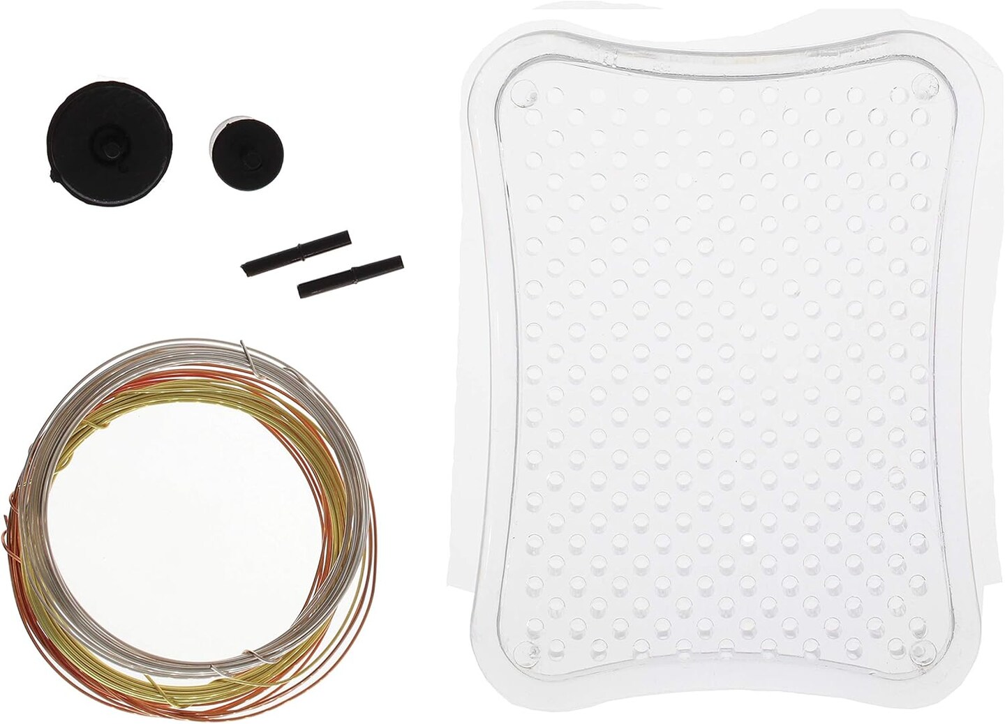 The Beadsmith Wig-A-Ma-Jig Beginner Kit - Includes 3 x 4 Inch Clear Plastic Jig, 20 Plastic Pegs, Copper and Silver Craft Wire, 2 Yds Each