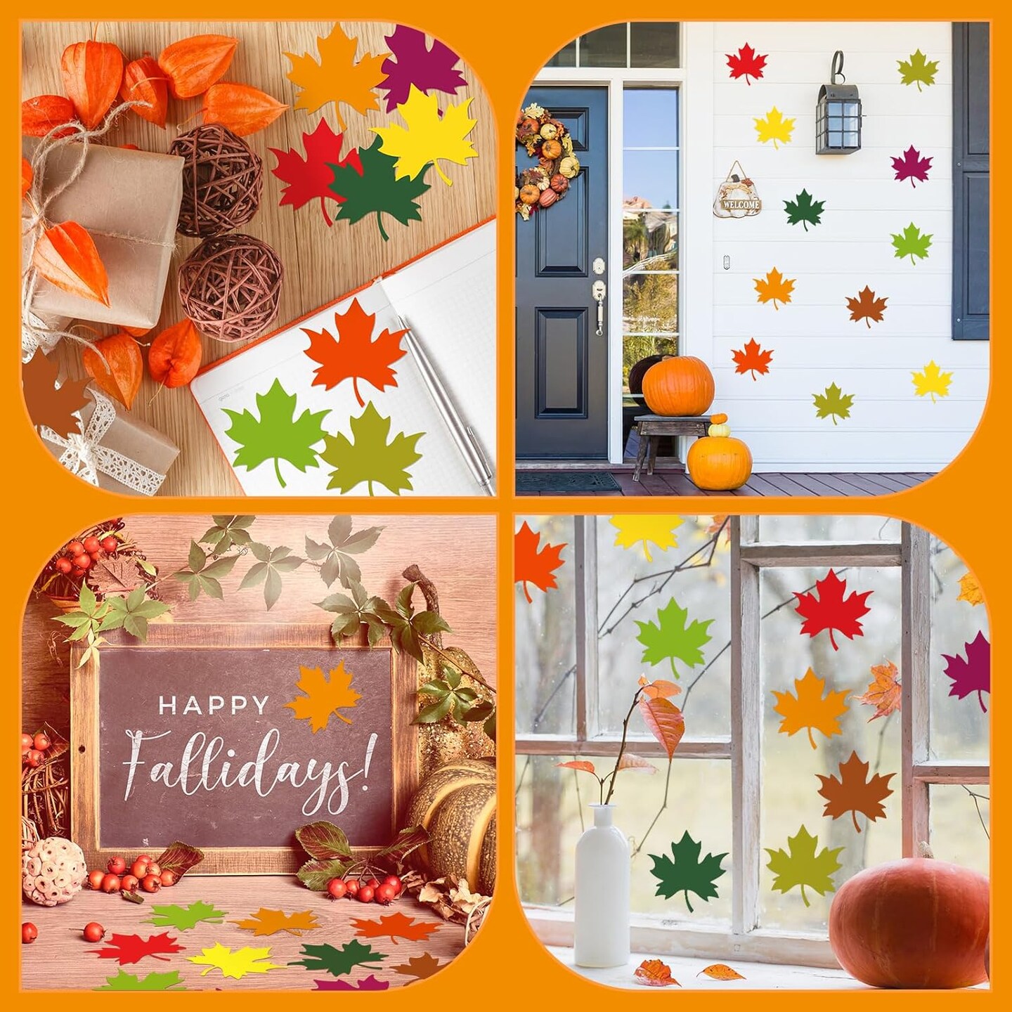 360 Pcs Fall Leaf Cutouts Paper 3.9 Inch -Vintage Maple Leaf