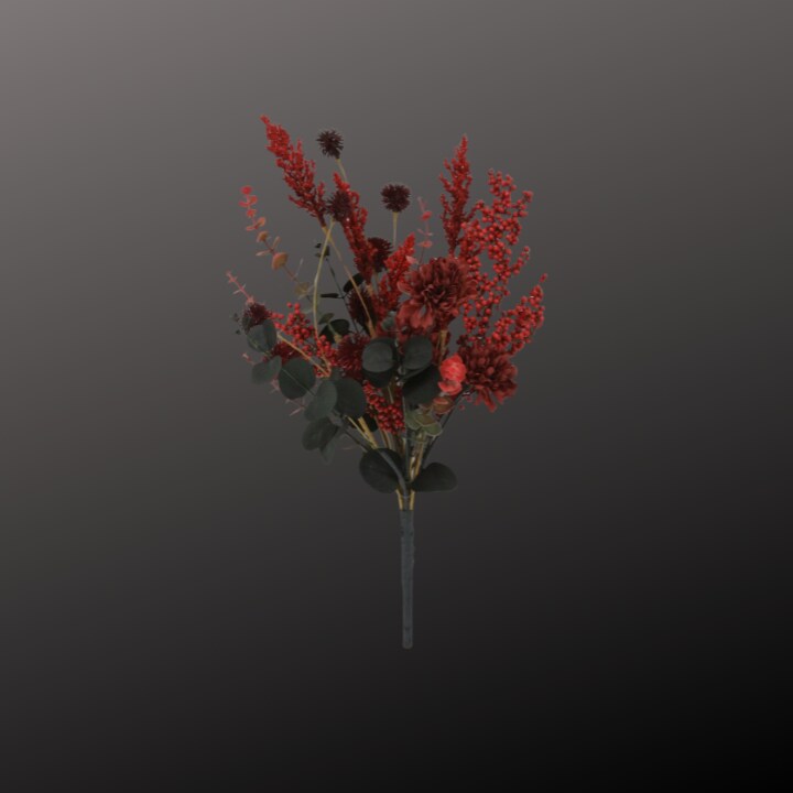 19&#x22; Artificial Red Fall Mum and Berry Bush &#x2013; Autumn Floral Pick-65175-RD