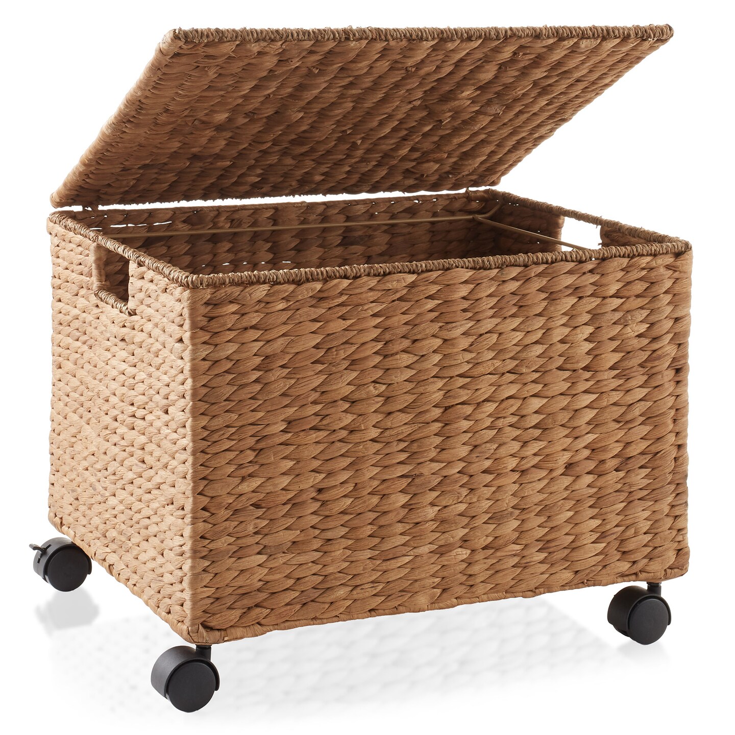Casafield Rolling Filing Cabinet - Water Hyacinth File Organizer with Lid and Locking Wheels, Home Office Storage for Hanging Folders