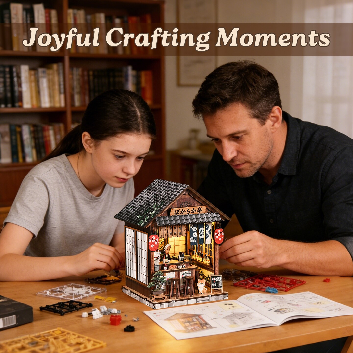 Japanese Izakaya Book Nook Kit, DIY Miniature Pub House with LED