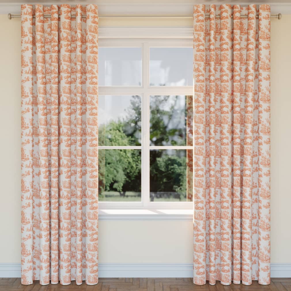 Upholstery Fabric - Orange &#x26; Rust Toile Upholstery Fabric 54 Inches&#x22;