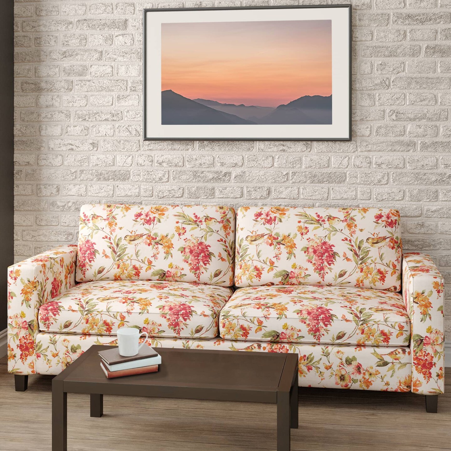 Upholstery Fabric - Orange & Rust Floral Upholstery Fabric 54 Inches"