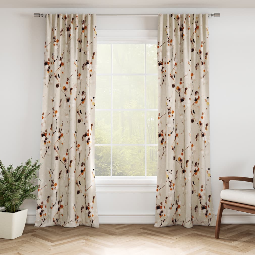 Autumn - Orange & Rust Abstract & Geometric,Leaves Upholstery Fabric 54 Inches"