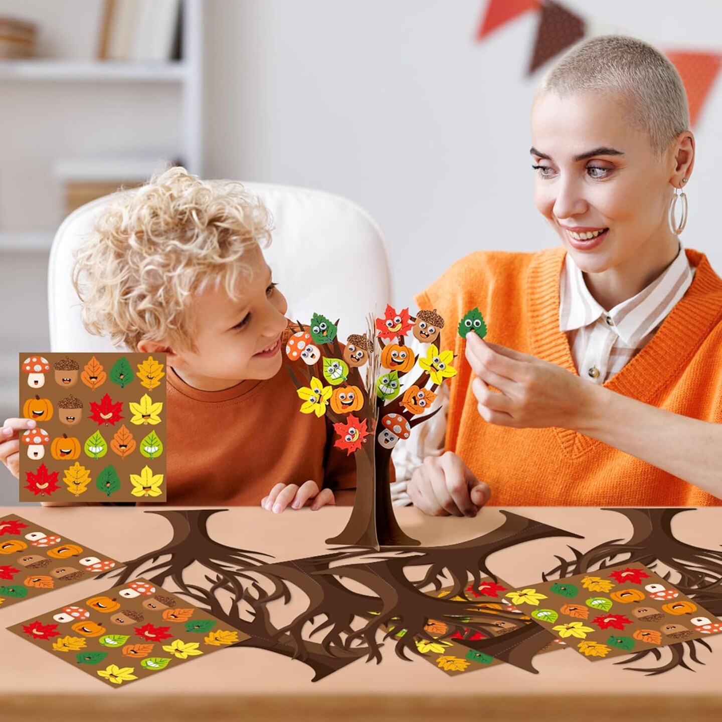 16Pcs Autumn Cartoon Maple Leaves-Fall Leaves Tree Craft Kits