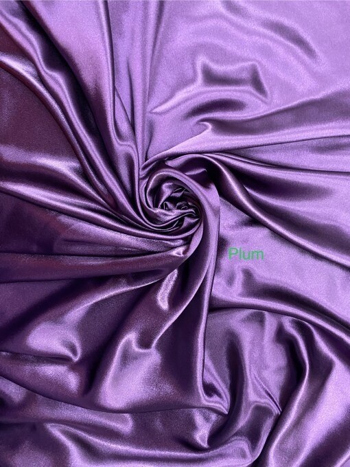 1 Yard Plum Crepe Satin Fabric Soft Medium Drape Shiny Matte Polyester 58 Inch Width