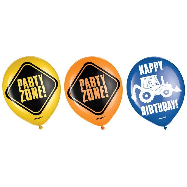 Construction Party 12&#x22; Latex Balloons - 6ct