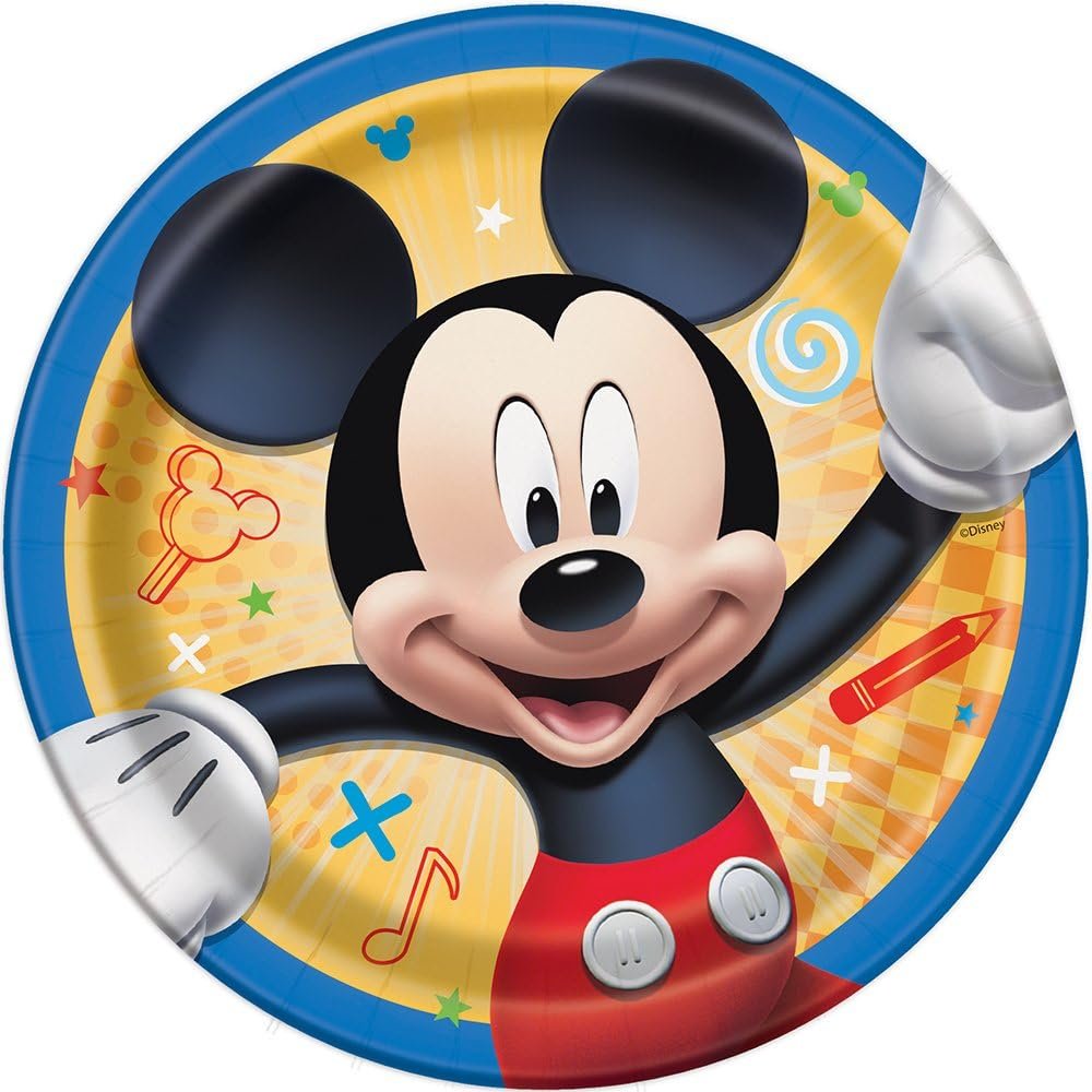 Mickey Mouse Roadster 7&#x22; Round Dessert Paper Plates - 8ct