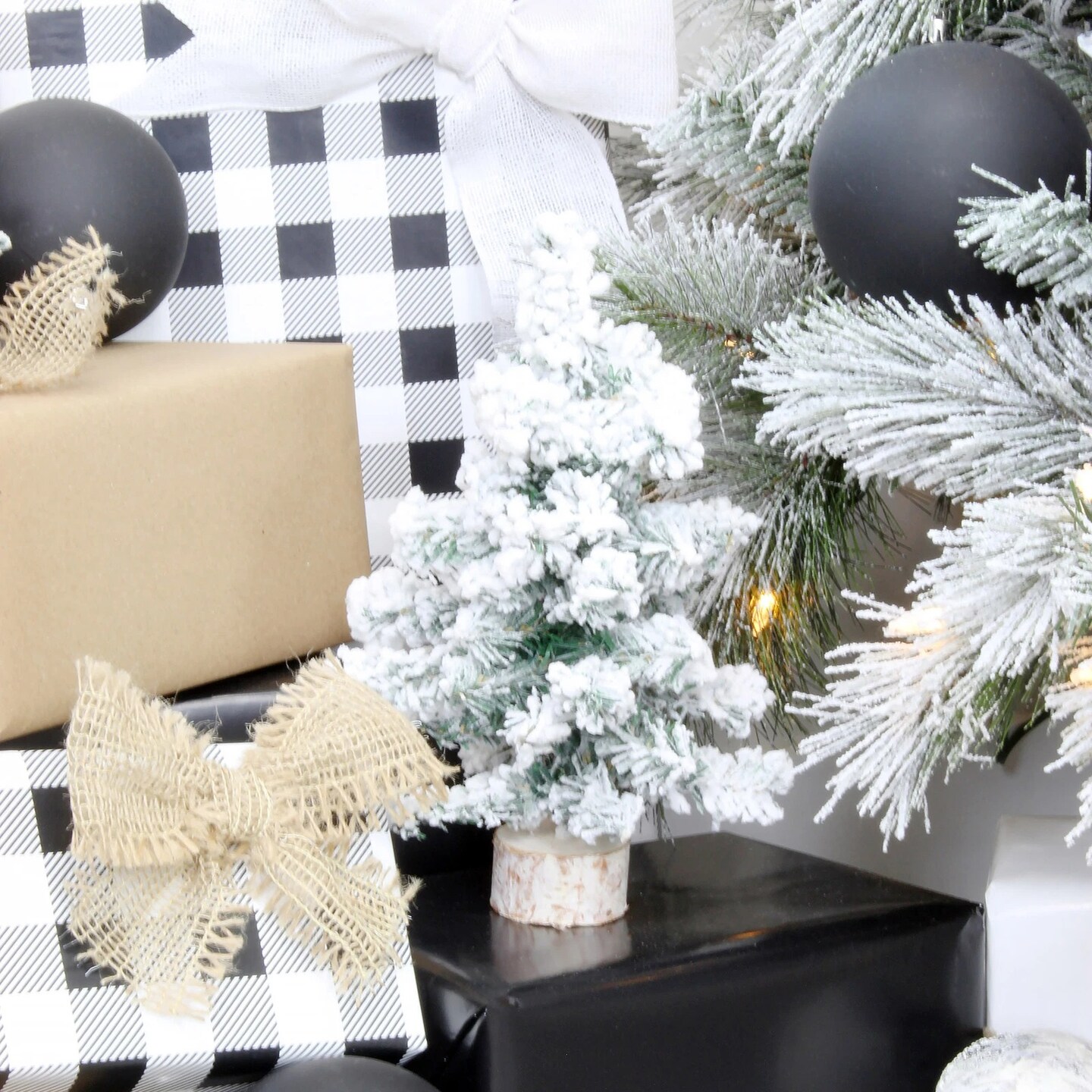 10in Flocked Mini Christmas Trees 3ct Canadian Pine Tabletop Decor