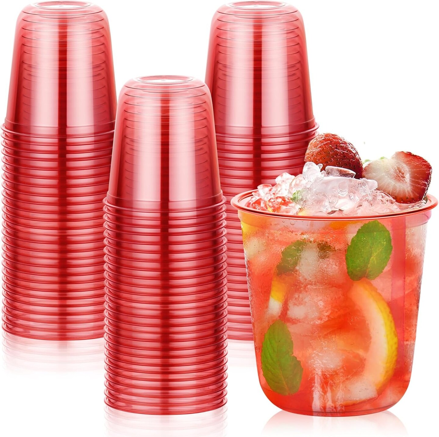 50 PCS 12 oz Clear Plastic Stemless Wine Cups – Disposable Round Bottom Cocktail Cups for Parties & Events